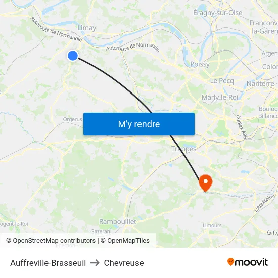 Auffreville-Brasseuil to Chevreuse map
