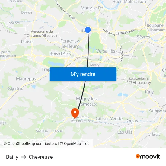 Bailly to Chevreuse map