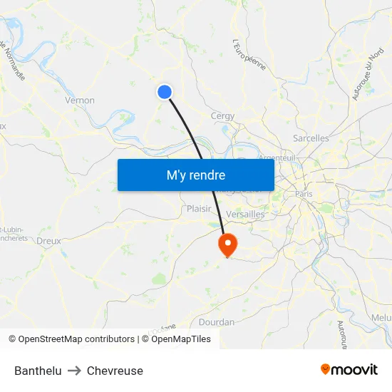 Banthelu to Chevreuse map