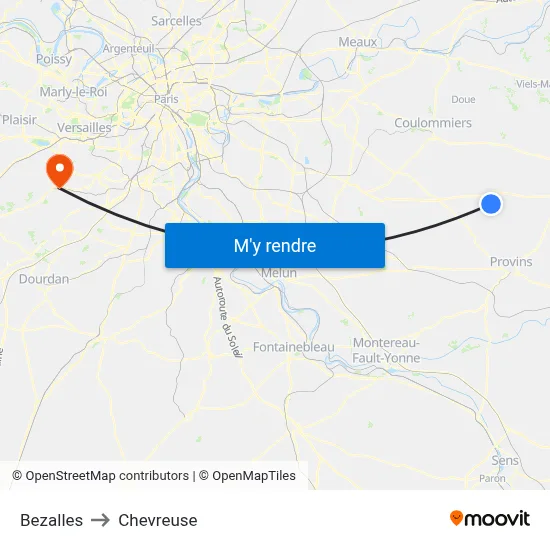 Bezalles to Chevreuse map