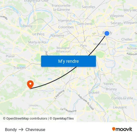 Bondy to Chevreuse map