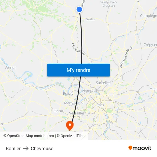 Bonlier to Chevreuse map