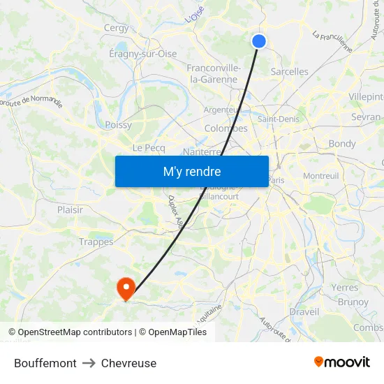 Bouffemont to Chevreuse map