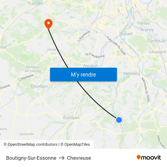 Boutigny-Sur-Essonne to Chevreuse map