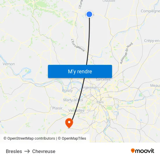 Bresles to Chevreuse map