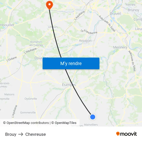 Brouy to Chevreuse map