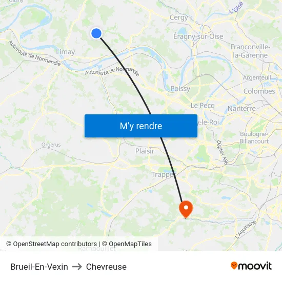 Brueil-En-Vexin to Chevreuse map