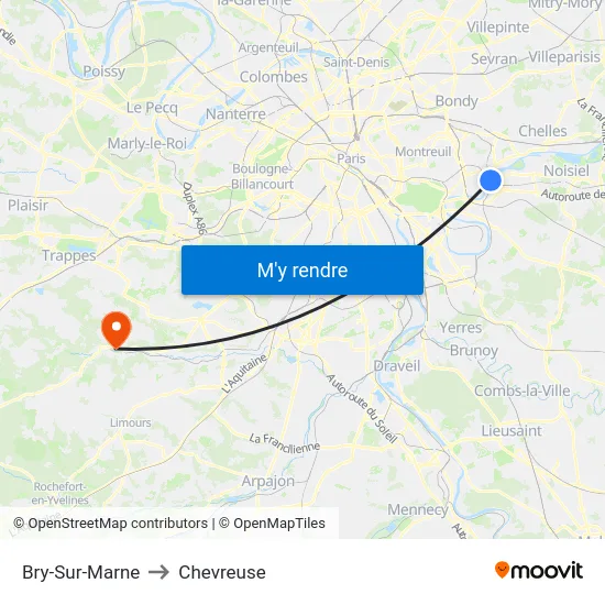 Bry-Sur-Marne to Chevreuse map