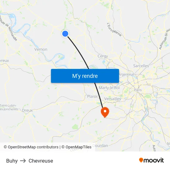 Buhy to Chevreuse map
