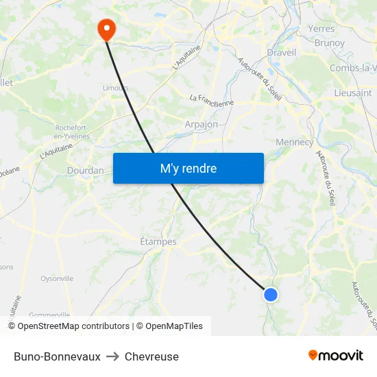 Buno-Bonnevaux to Chevreuse map