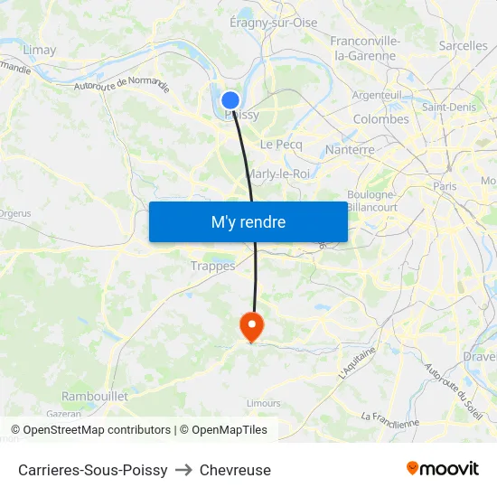 Carrieres-Sous-Poissy to Chevreuse map