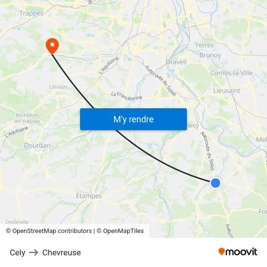Cely to Chevreuse map