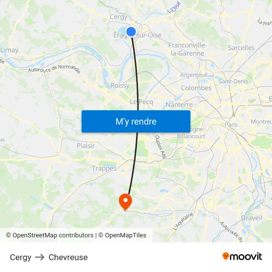 Cergy to Chevreuse map