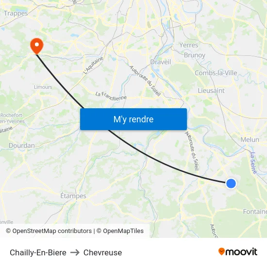 Chailly-En-Biere to Chevreuse map