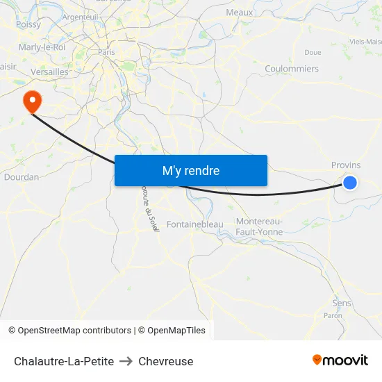 Chalautre-La-Petite to Chevreuse map
