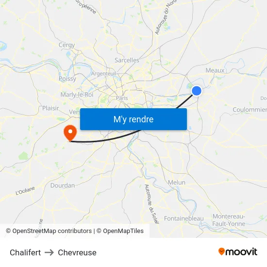 Chalifert to Chevreuse map