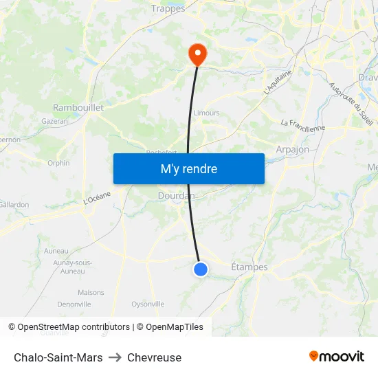 Chalo-Saint-Mars to Chevreuse map