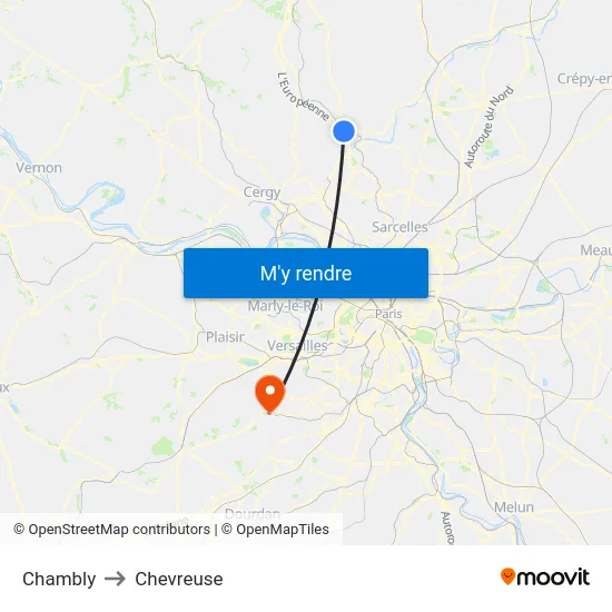Chambly to Chevreuse map