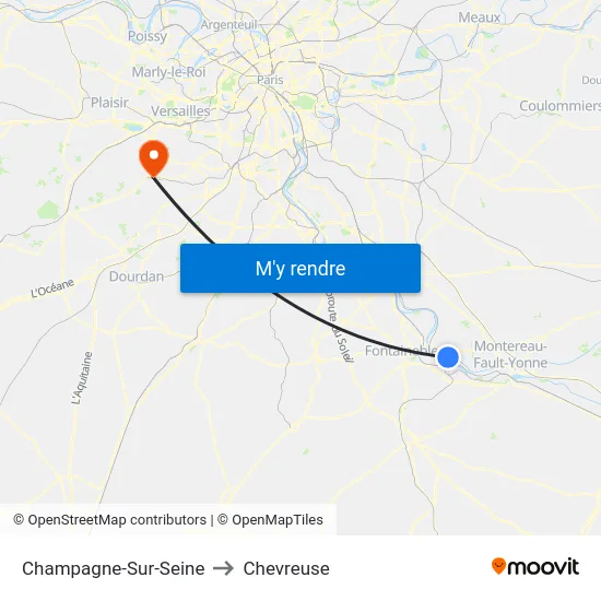 Champagne-Sur-Seine to Chevreuse map