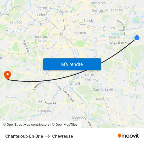 Chanteloup-En-Brie to Chevreuse map