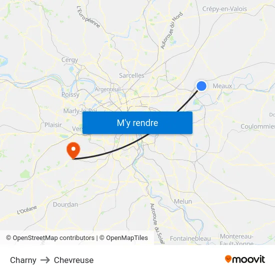 Charny to Chevreuse map