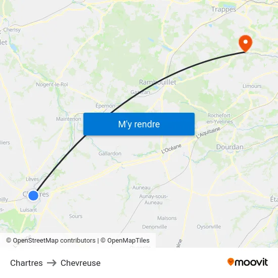 Chartres to Chevreuse map