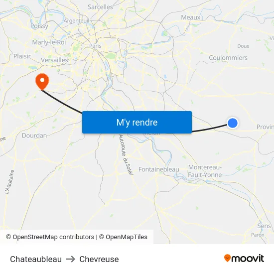 Chateaubleau to Chevreuse map