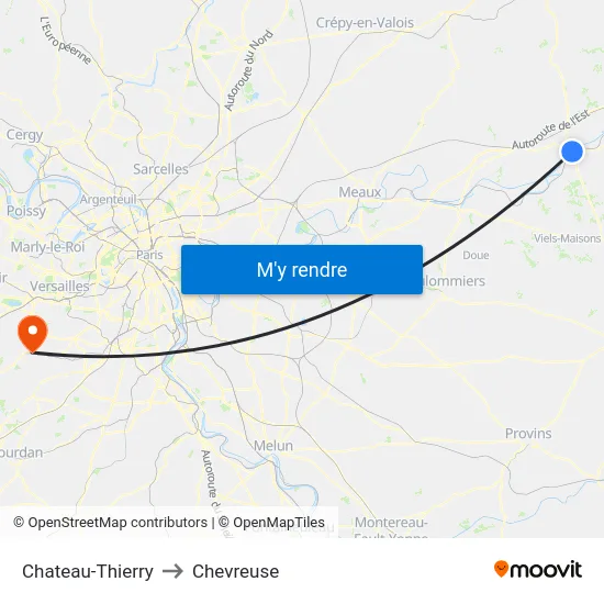 Chateau-Thierry to Chevreuse map