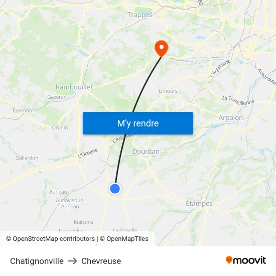 Chatignonville to Chevreuse map