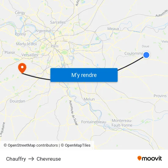 Chauffry to Chevreuse map