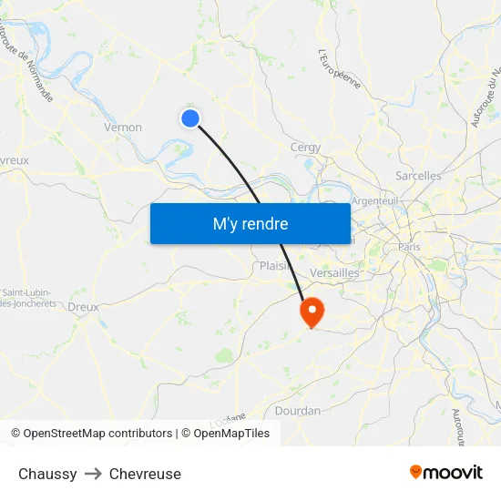 Chaussy to Chevreuse map