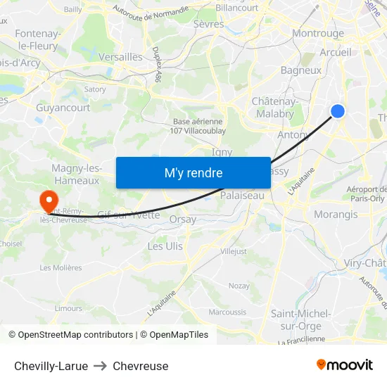 Chevilly-Larue to Chevreuse map