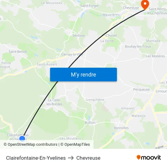 Clairefontaine-En-Yvelines to Chevreuse map