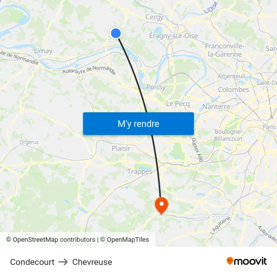 Condecourt to Chevreuse map
