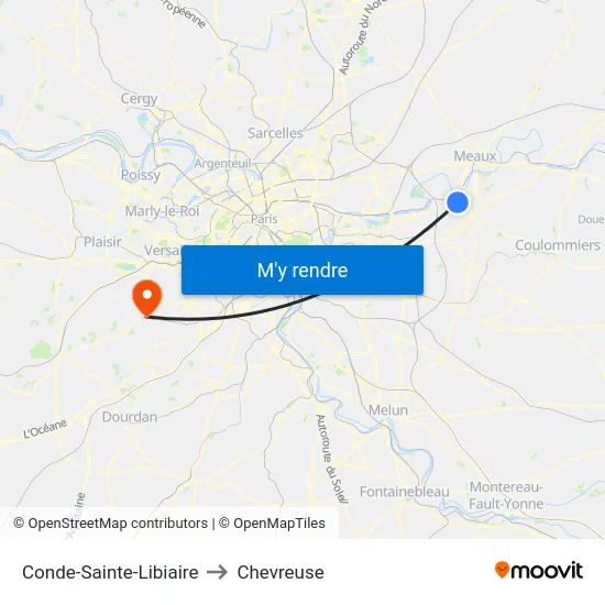 Conde-Sainte-Libiaire to Chevreuse map