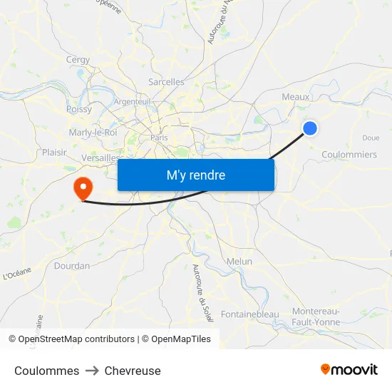 Coulommes to Chevreuse map