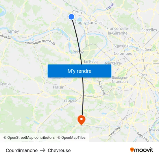 Courdimanche to Chevreuse map
