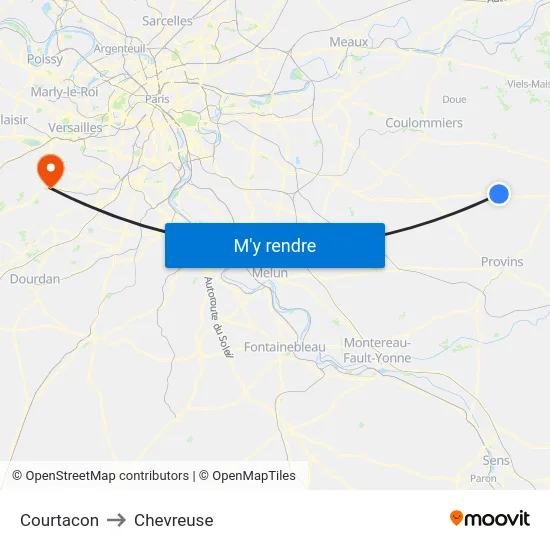 Courtacon to Chevreuse map