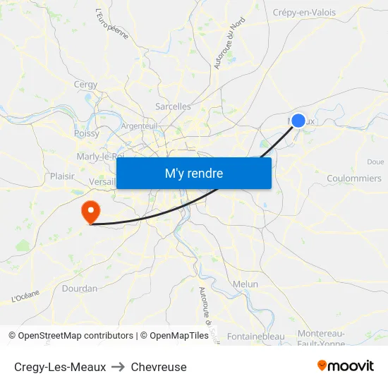 Cregy-Les-Meaux to Chevreuse map