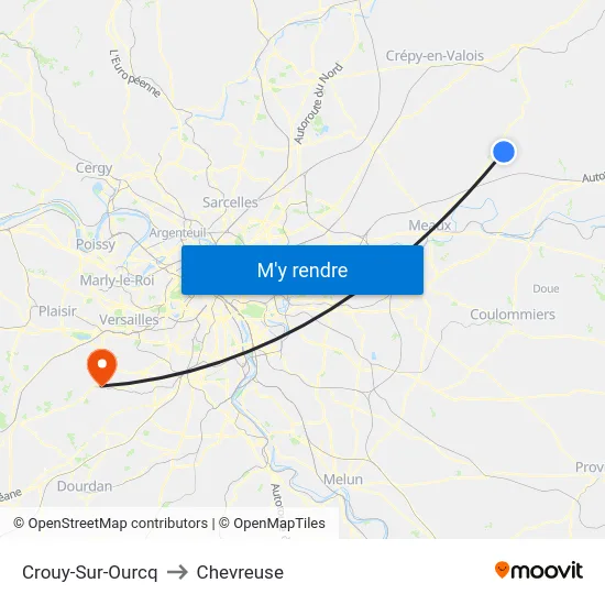Crouy-Sur-Ourcq to Chevreuse map