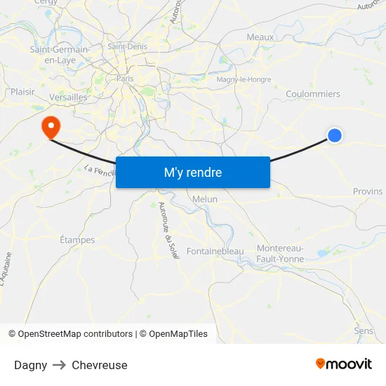 Dagny to Chevreuse map