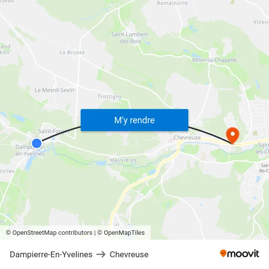 Dampierre-En-Yvelines to Chevreuse map