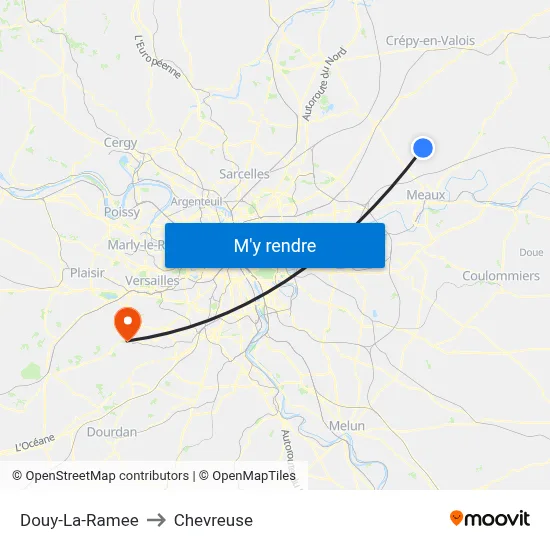 Douy-La-Ramee to Chevreuse map