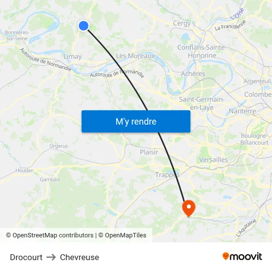 Drocourt to Chevreuse map