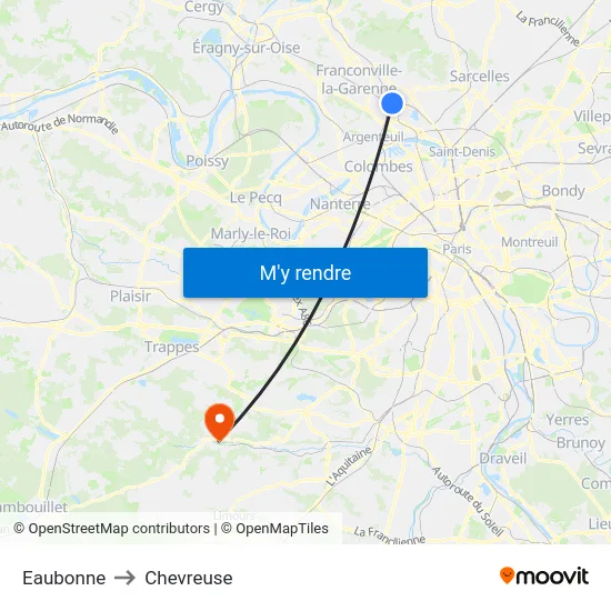 Eaubonne to Chevreuse map
