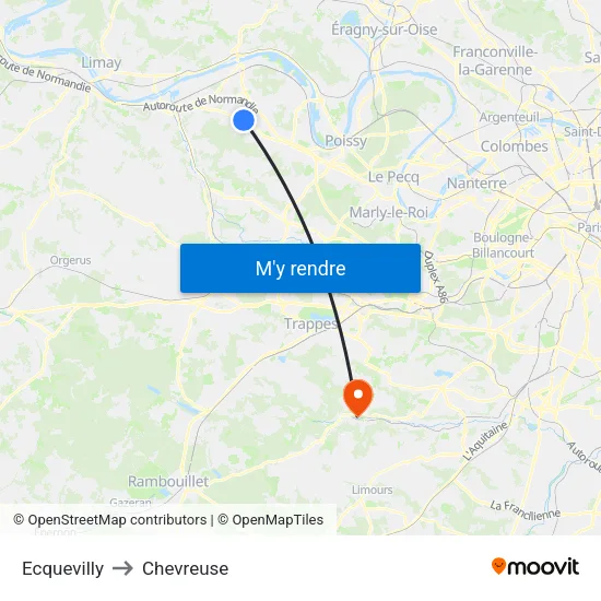 Ecquevilly to Chevreuse map