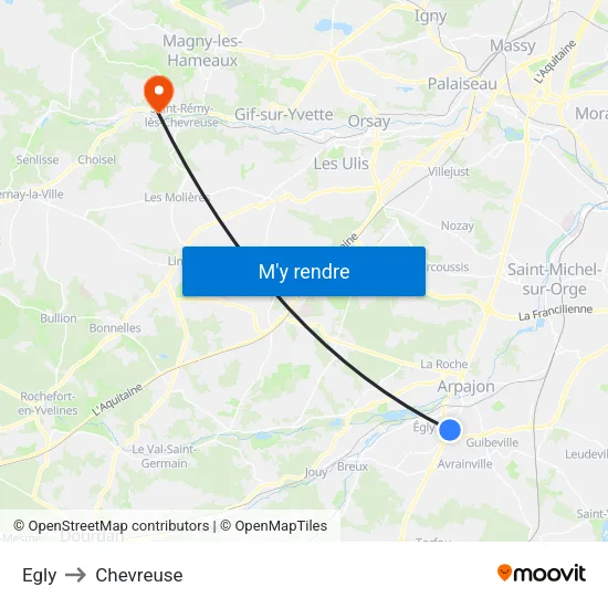 Egly to Chevreuse map