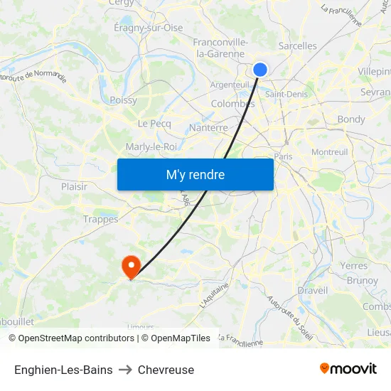 Enghien-Les-Bains to Chevreuse map