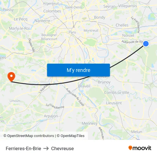 Ferrieres-En-Brie to Chevreuse map
