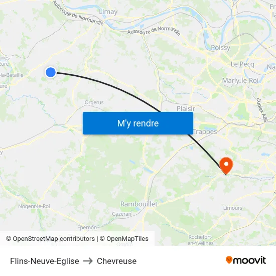 Flins-Neuve-Eglise to Chevreuse map